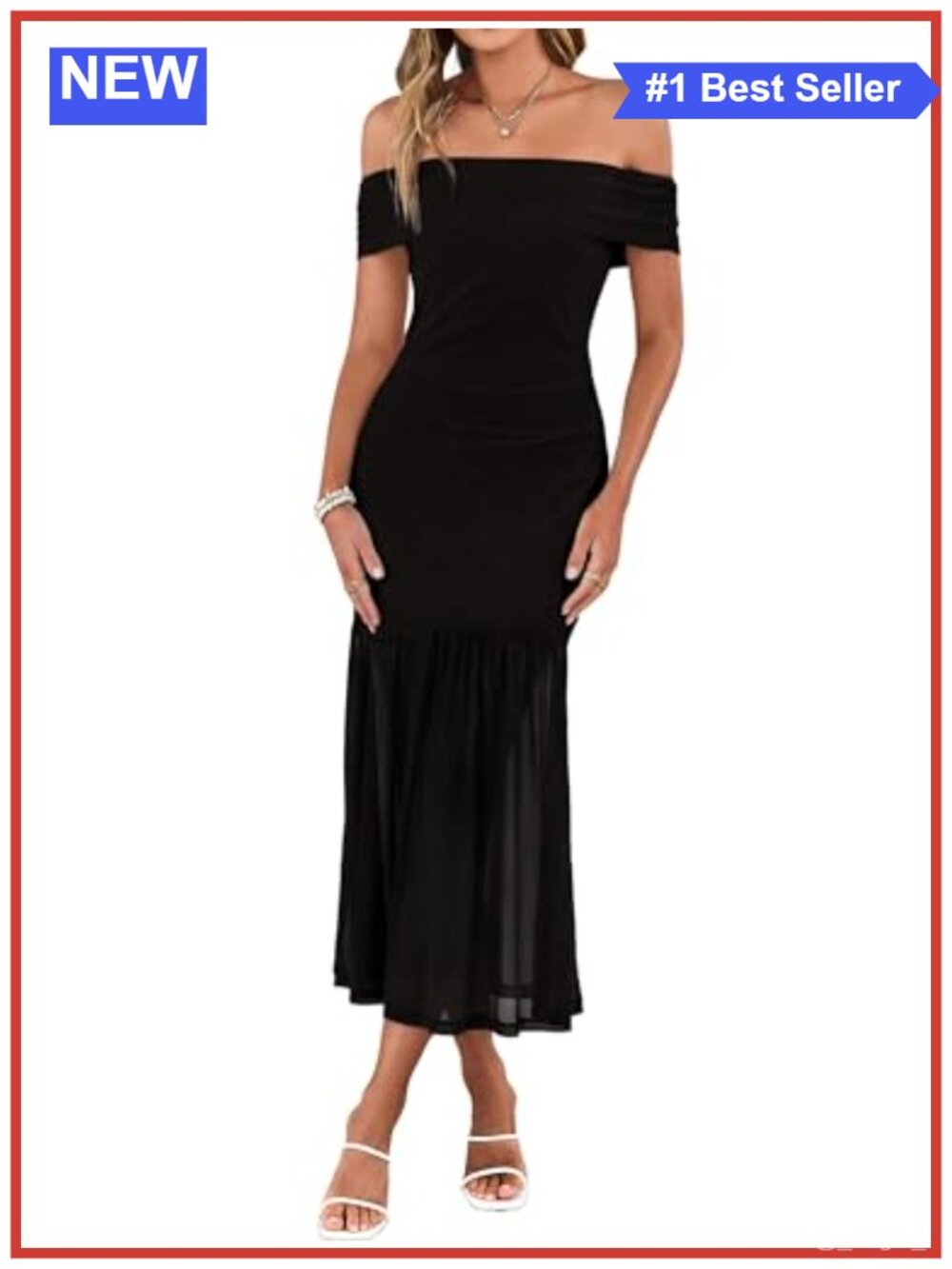 Off Shoulder Maxi Dress Ruched Bodycon Flowy Tulle Formal Cocktail